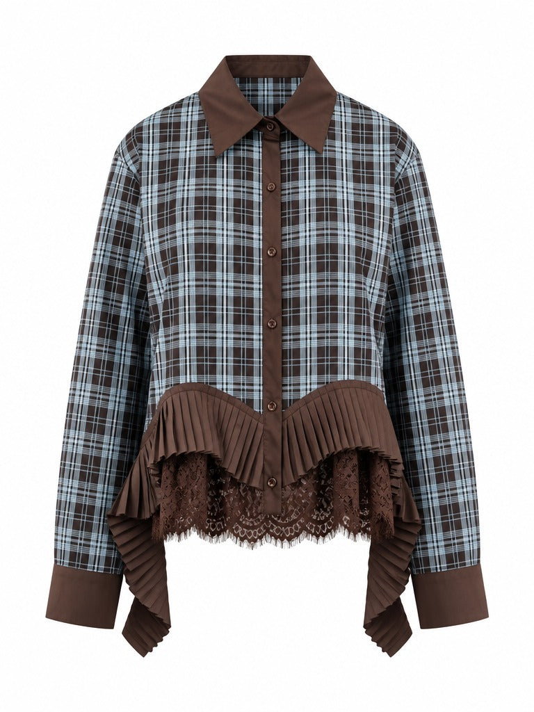 Audacious Plaid Lace Blouse