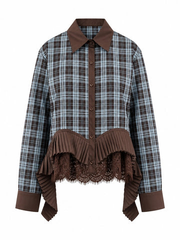 Audacious Plaid Lace Blouse