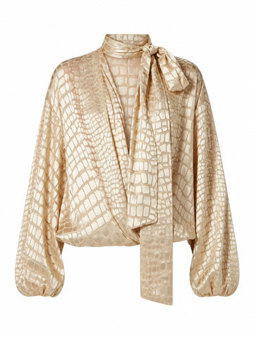 Radiant Embossed Tie Blouse