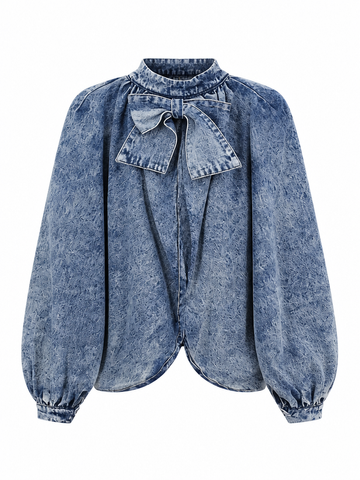 Confident Washed Denim Bow Jacket