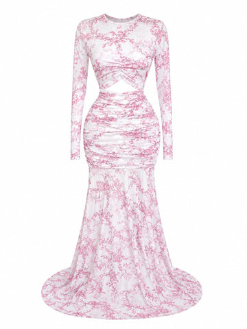 Magnetic Floral Ruched Maxi Dress