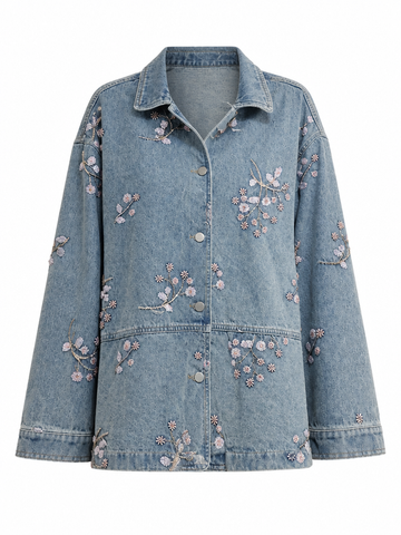 Radiant Sequined Embroidered Denim Jacket