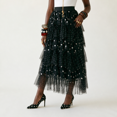 Limitless Polka Dot Mesh Skirt