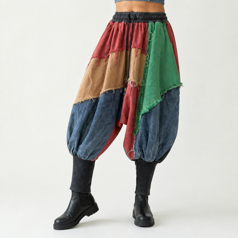 Unique Patchwork Wide Leg Jeans