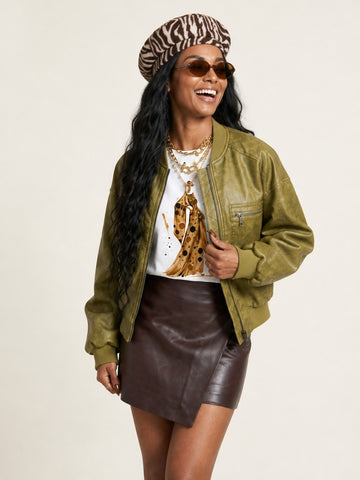 Audacious Faux Leather Short Jacket