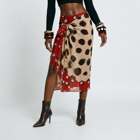 Wanderlust Polka Dot Wrap Midi Skirt