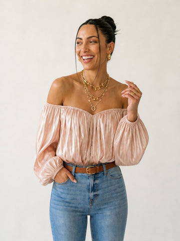 Radiant Shirred Off-Shoulder Blouse