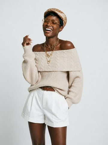 Grounded Knit Off-Shoulder Pullover