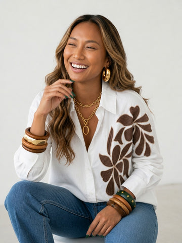 Worthy Embroidered Floral Loose Blouse