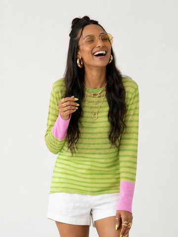 Dynamic Striped Loose Knitted Top