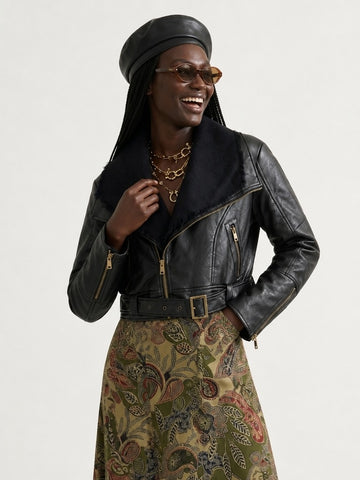 Audacious Cropped Tassel Moto Jacket