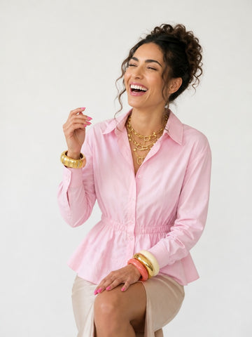 Elegant Ruched Peplum Blouse