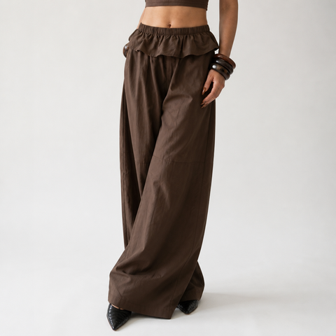Grounded Ruffle Wide Leg Pants