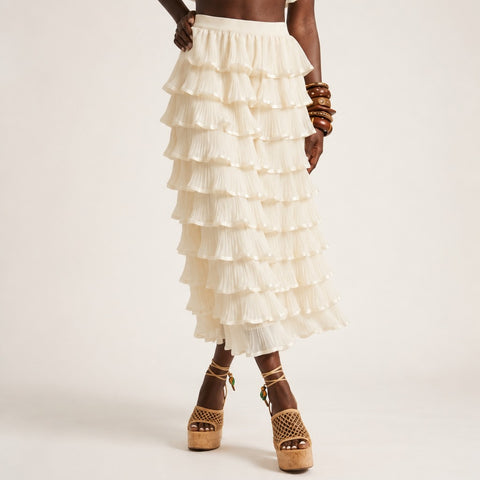 Ethereal Tiered Mesh Maxi Skirt