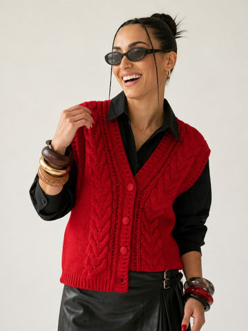 Grounded Cable Knit Waistcoat