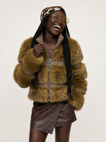 Fierce Faux Fur Patchwork Jacket