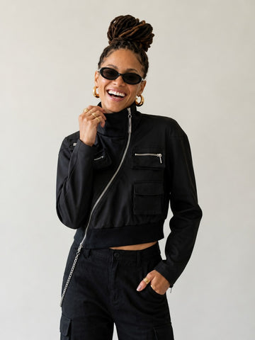 Daring Cropped Motorcycle Jacket