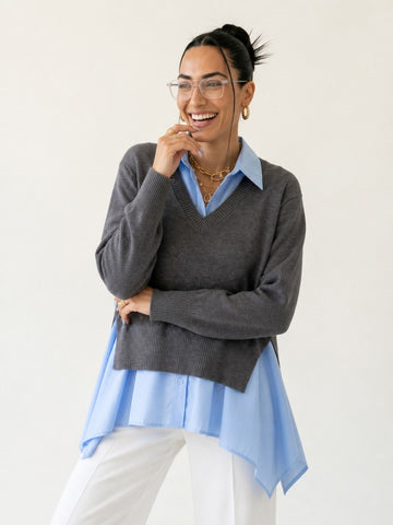 Elegant Knit Layered Blouse
