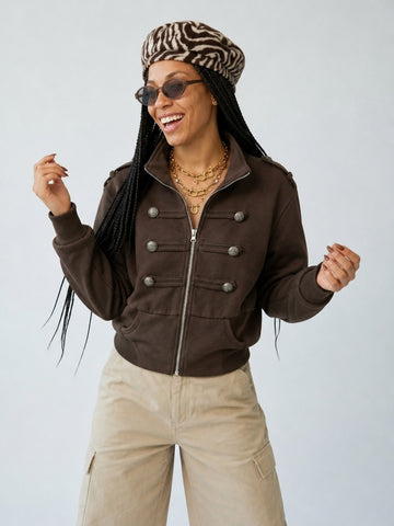 Audacious Cropped Epaulet Jacket
