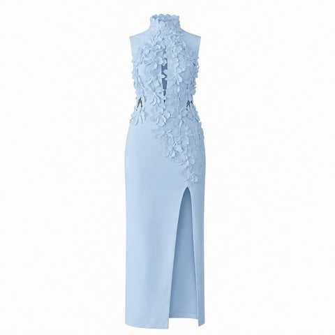 Elegant Halter Flower Maxi Dress