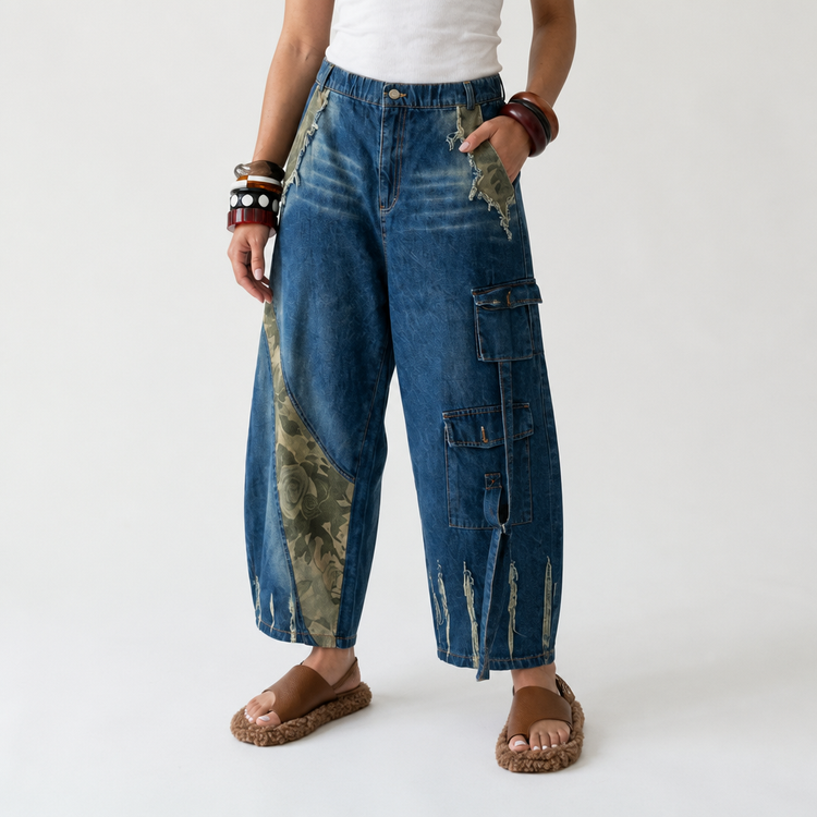 Daring Patchwork Camo Denim Jeans