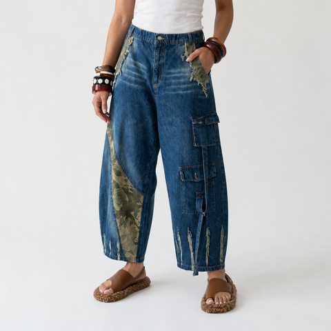 Daring Patchwork Camo Denim Jeans