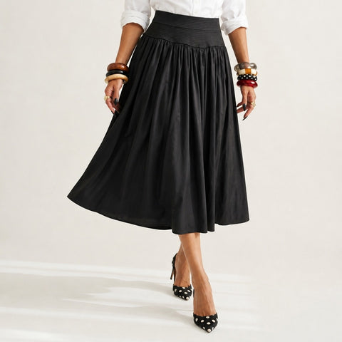 Elegant Pleated Full Maxi Skirt