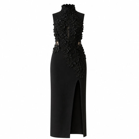 Elegant Halter Flower Maxi Dress