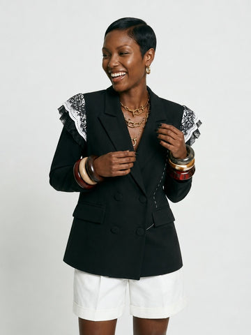 Audacious Lace Spliced Blazer