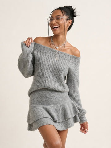Grounded Knit Ruffle Mini Set