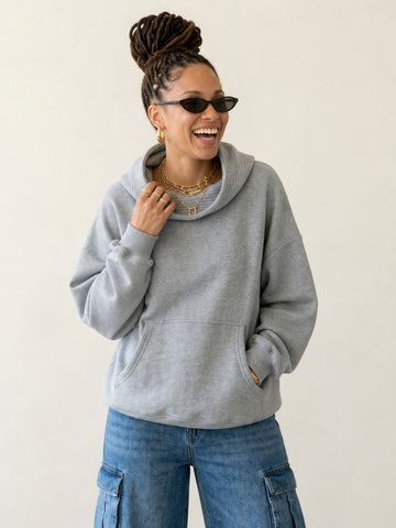 Grounded Off-Shoulder Hooded Sweatshirt