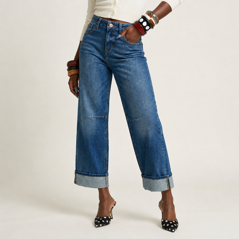 Free Spirit Cuffed Barrel Jeans