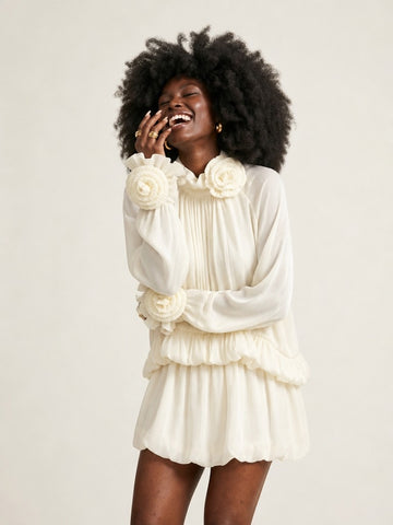 Elegant Ruffled Floral Blouse