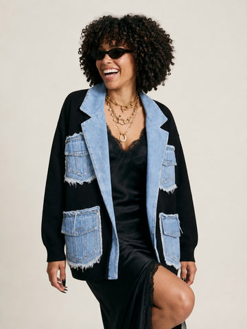 Untamed Denim Patchwork Cardigan