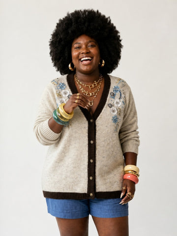 Radiant Beaded Floral Knit Cardigan