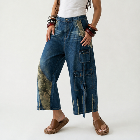 Daring Patchwork Camo Denim Jeans