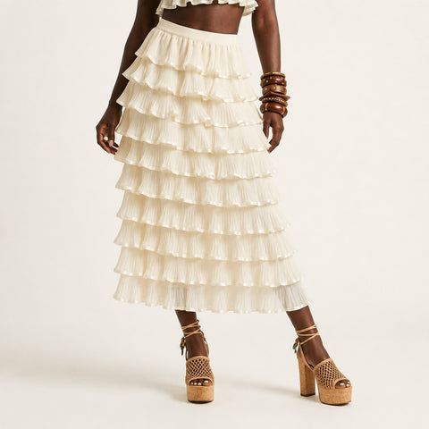 Ethereal Tiered Mesh Maxi Skirt