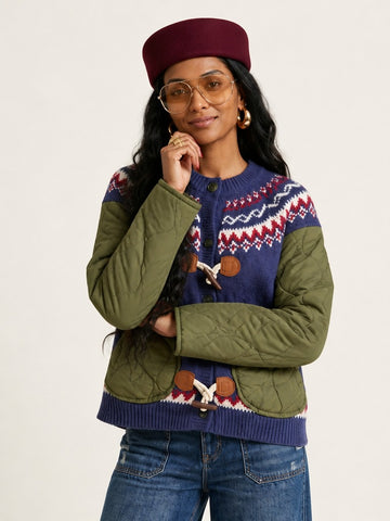 Adventurous Patchwork Knit Cardigan