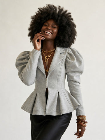 Audacious Ruched Puff Sleeve Jacket
