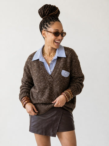 Grounded Striped Knit Pullover