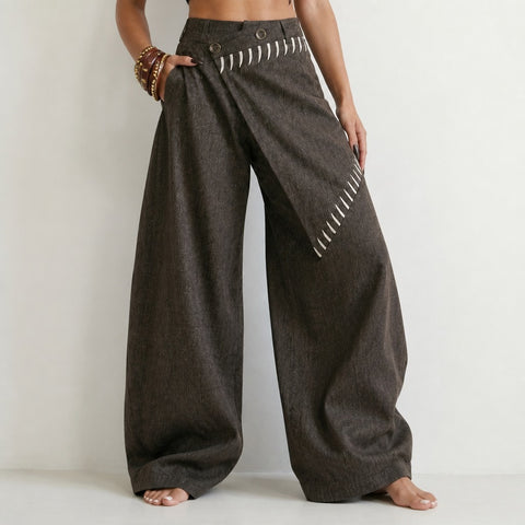 Grounded Patchwork Wide Leg Trousers