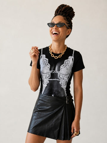 Audacious Printed Lace Crop Top