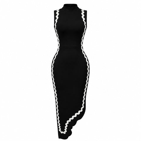 Vibrant Bandage Asymmetrical Maxi Dress