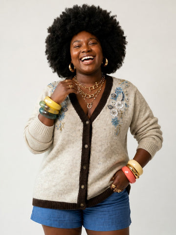 Radiant Beaded Floral Knit Cardigan