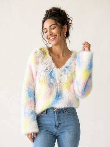 Vibrant Floral Embroidered Pullover