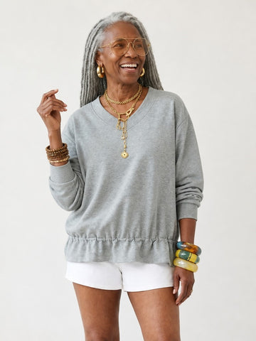 Grounded V-Neck Drawstring Sweatshirt