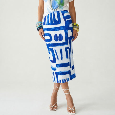 Confident Geometric Pleated Midi Skirt