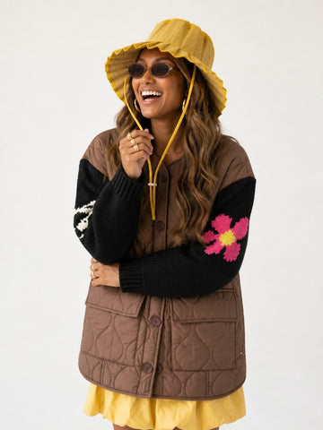 Vibrant Patchwork Knit Quilted Cardigan