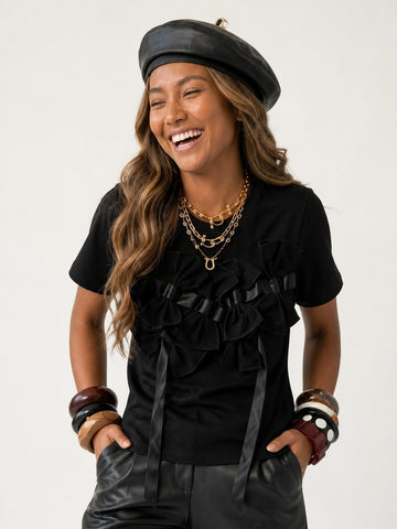 Elegant Bow Detailed T-Shirt