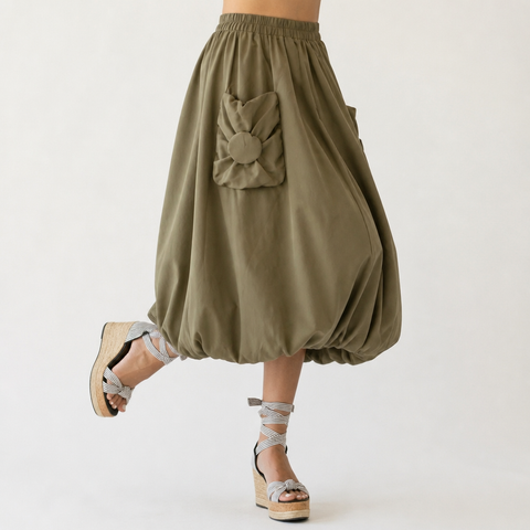 Grounded Loose Pocket Puff Skirt